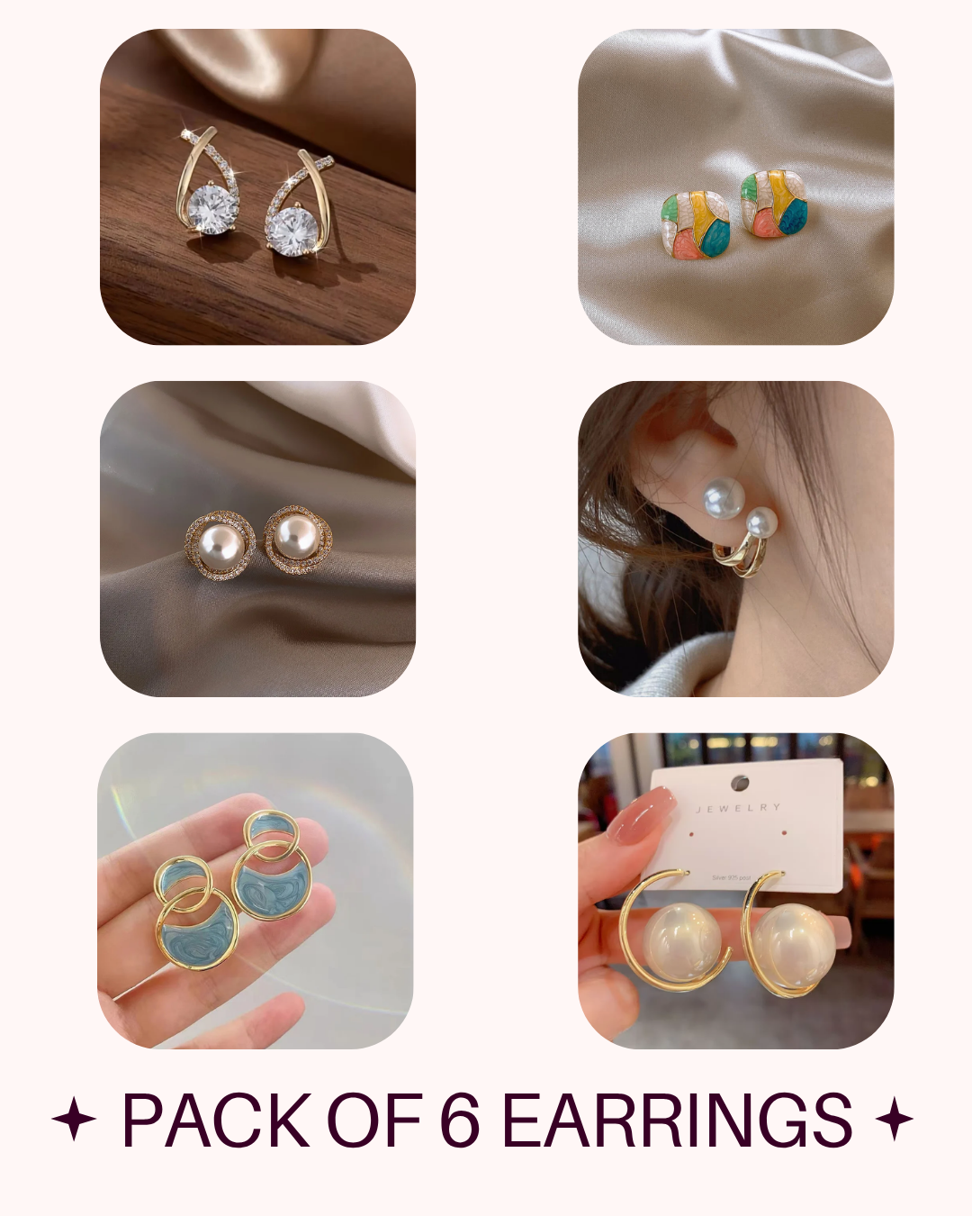Pack of 6 Earrings (Raksha bandhan Combo)