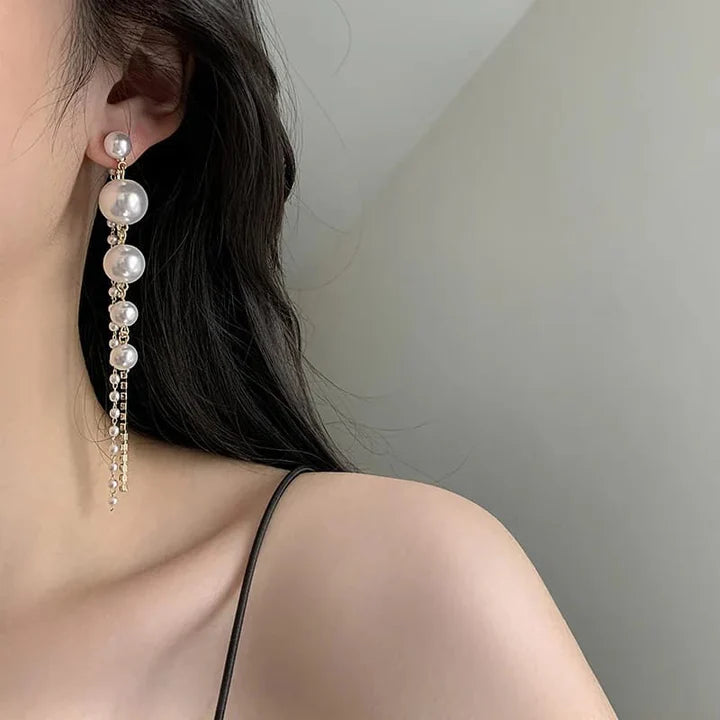 Long Pearl Dangle Earrings