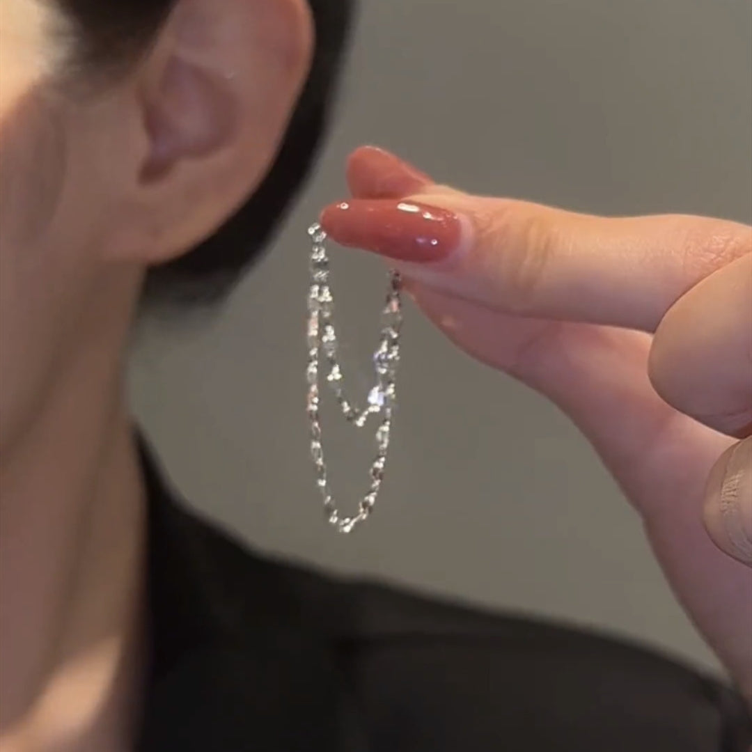 Double Layered Tassel Chain Earrings