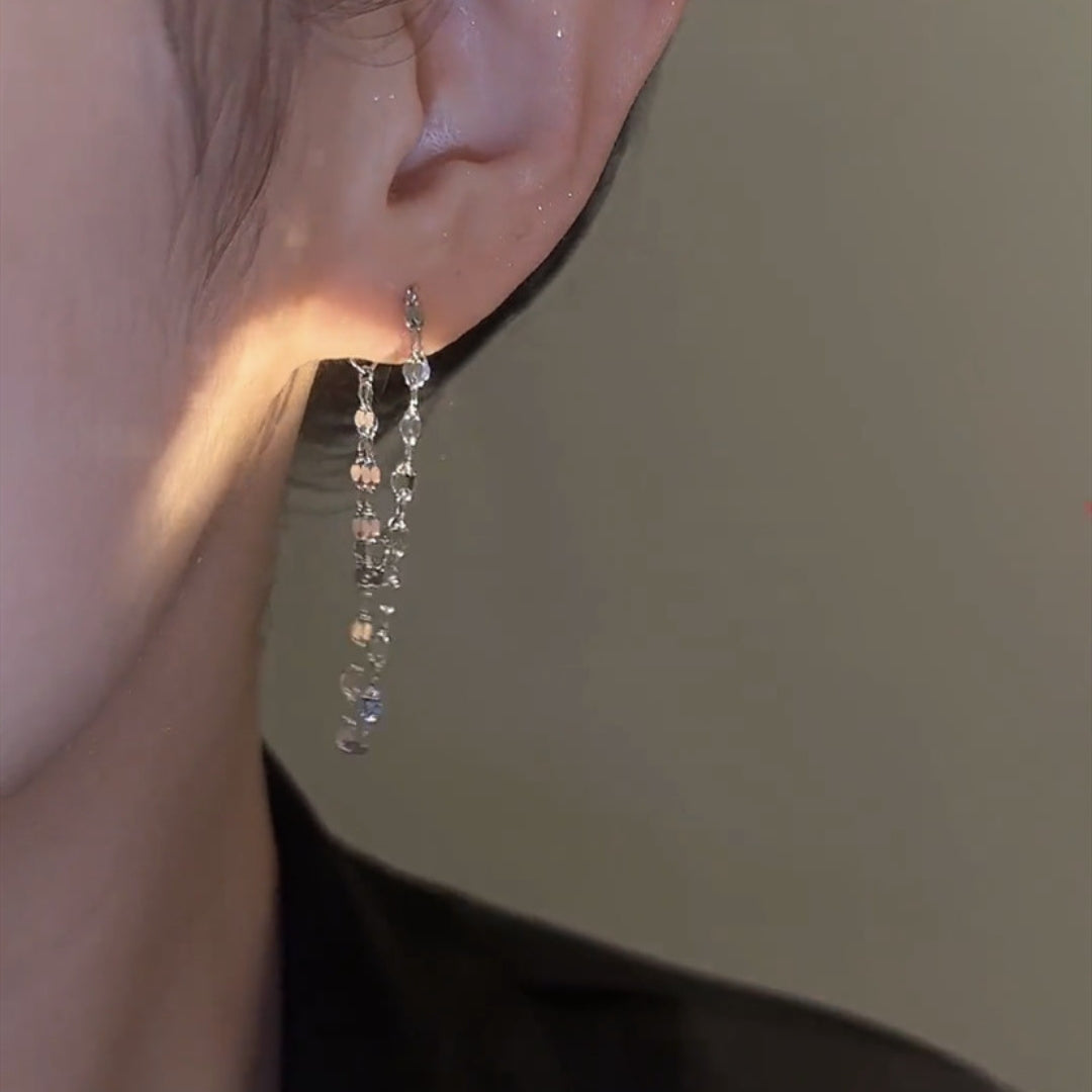 Double Layered Tassel Chain Earrings