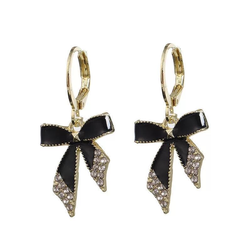 Black Bow Micro Diamond Earrings