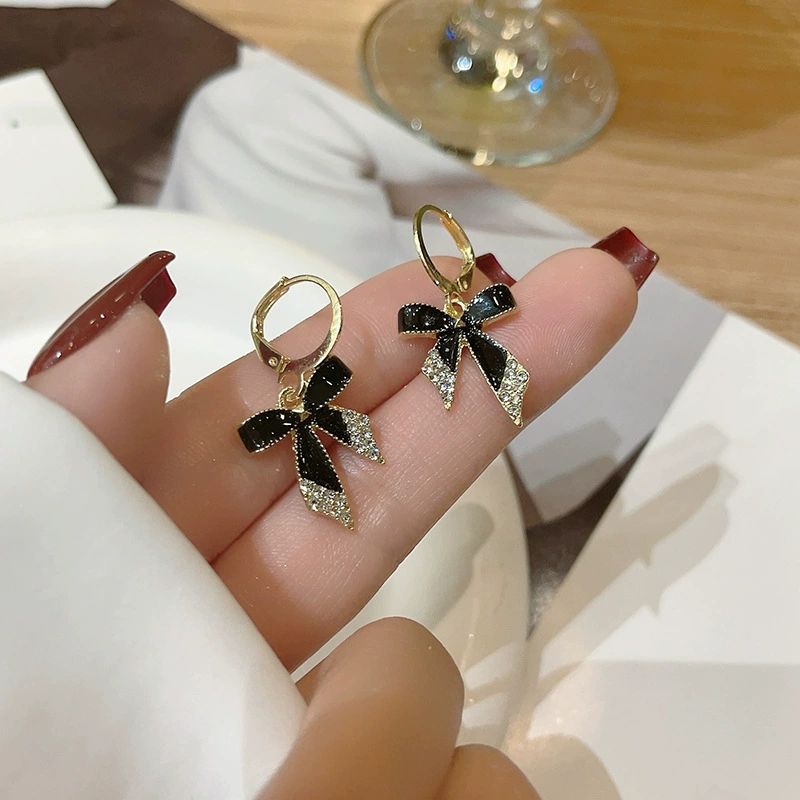 Black Bow Micro Diamond Earrings