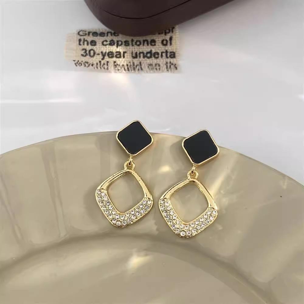 Geometric Diamond-Set Earrings