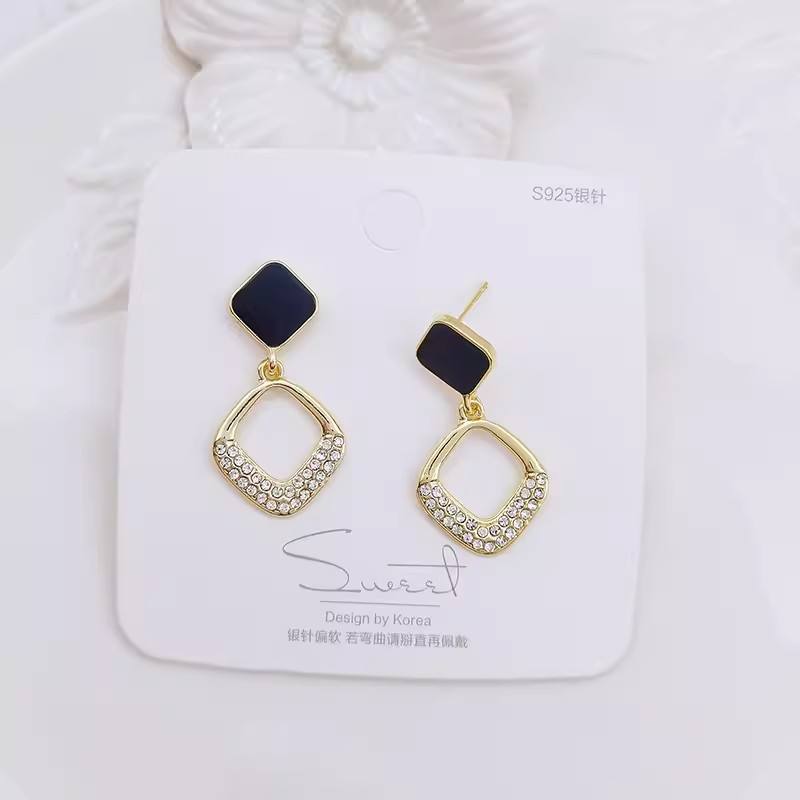 Geometric Diamond-Set Earrings