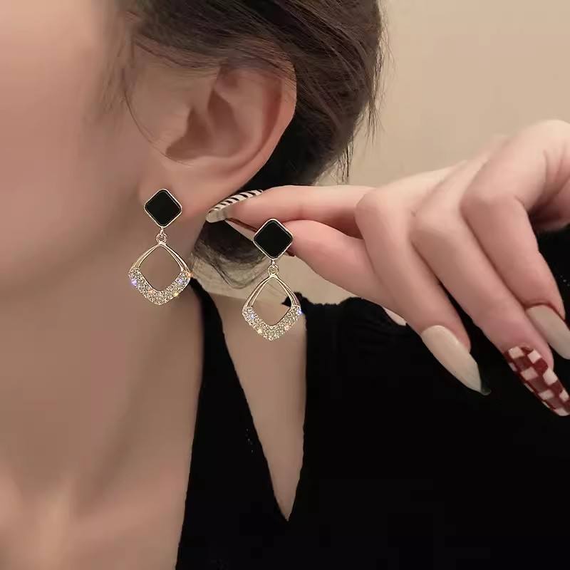 Geometric Diamond-Set Earrings