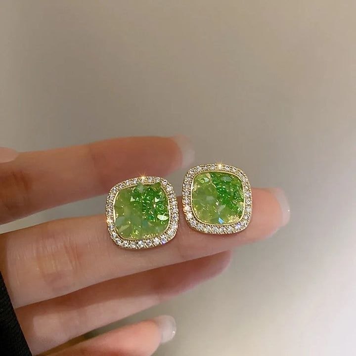 Green Color Beading Ear Studs