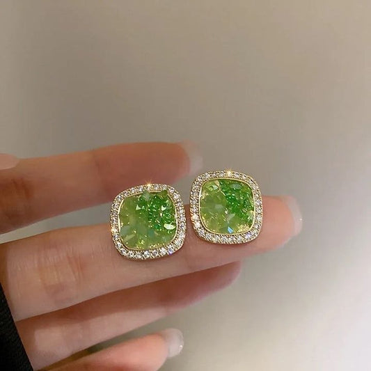 Green Color Beading Ear Studs