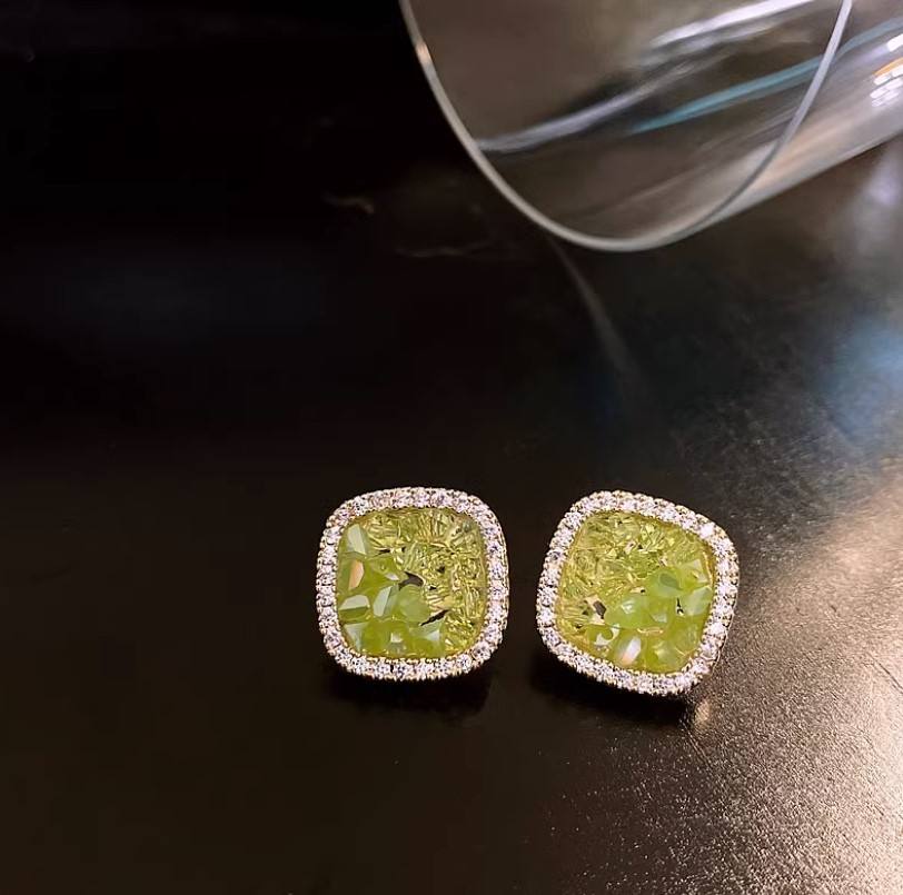 Green Color Beading Ear Studs