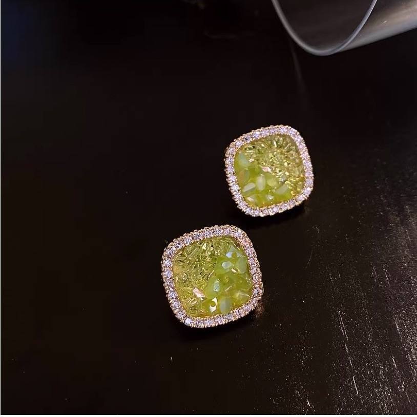 Green Color Beading Ear Studs
