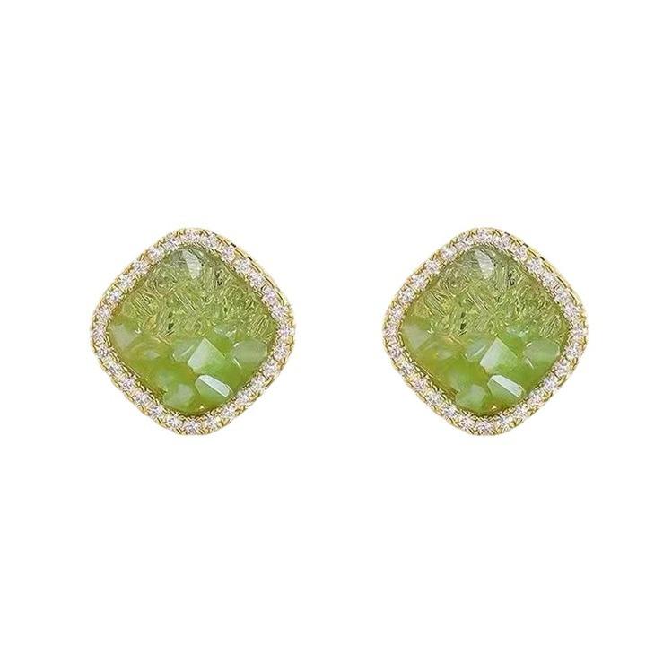 Green Color Beading Ear Studs
