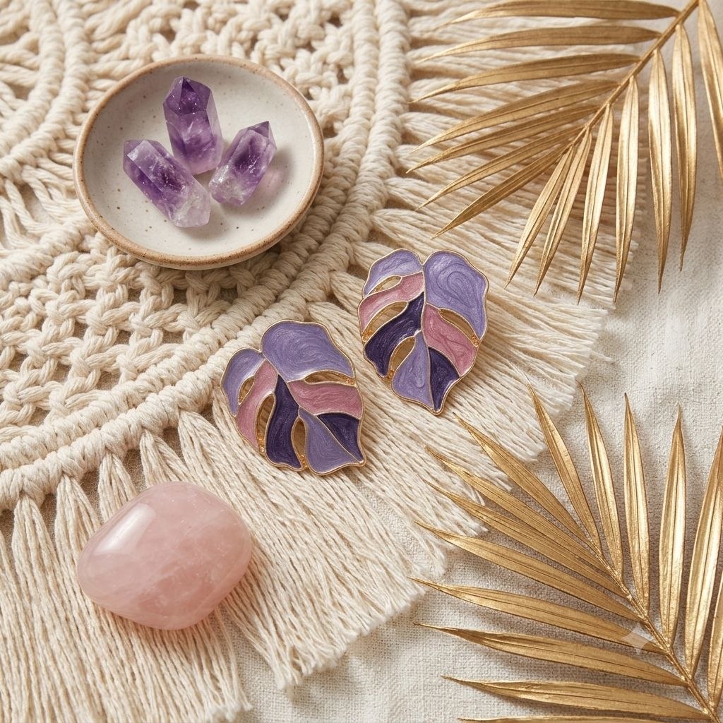 Enamel Leaf Stud Earrings