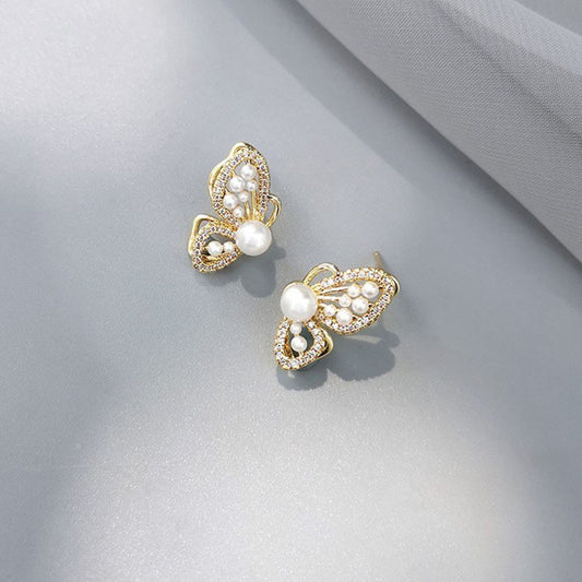 Freshwater Butterfly Pearl Stud Earrings