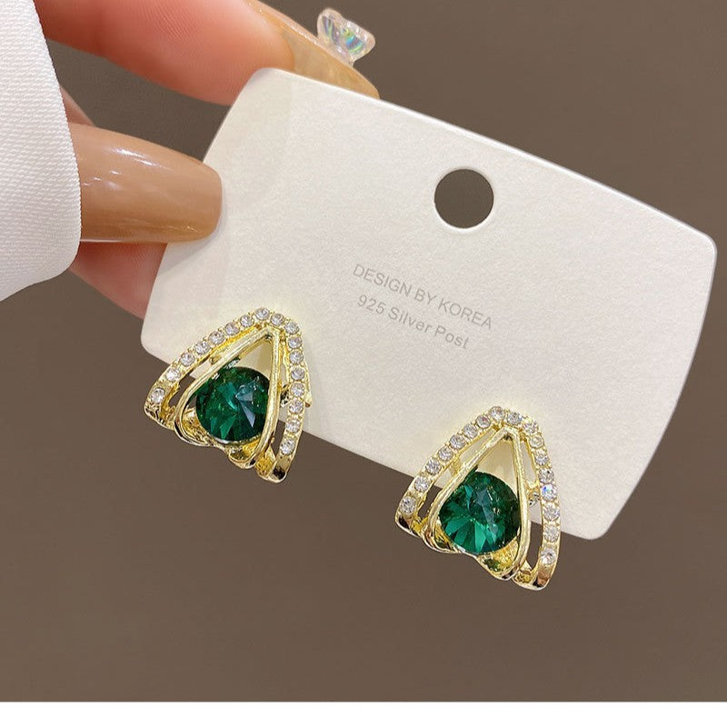 Green Crystal Diamond Earrings