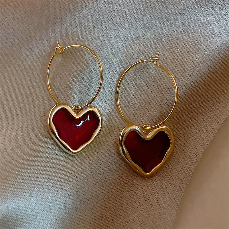 Cute Red Heart Earrings