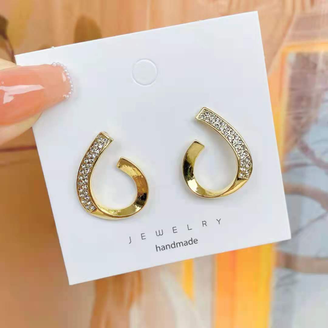 Diamond Twisted Drop Studs Earrings