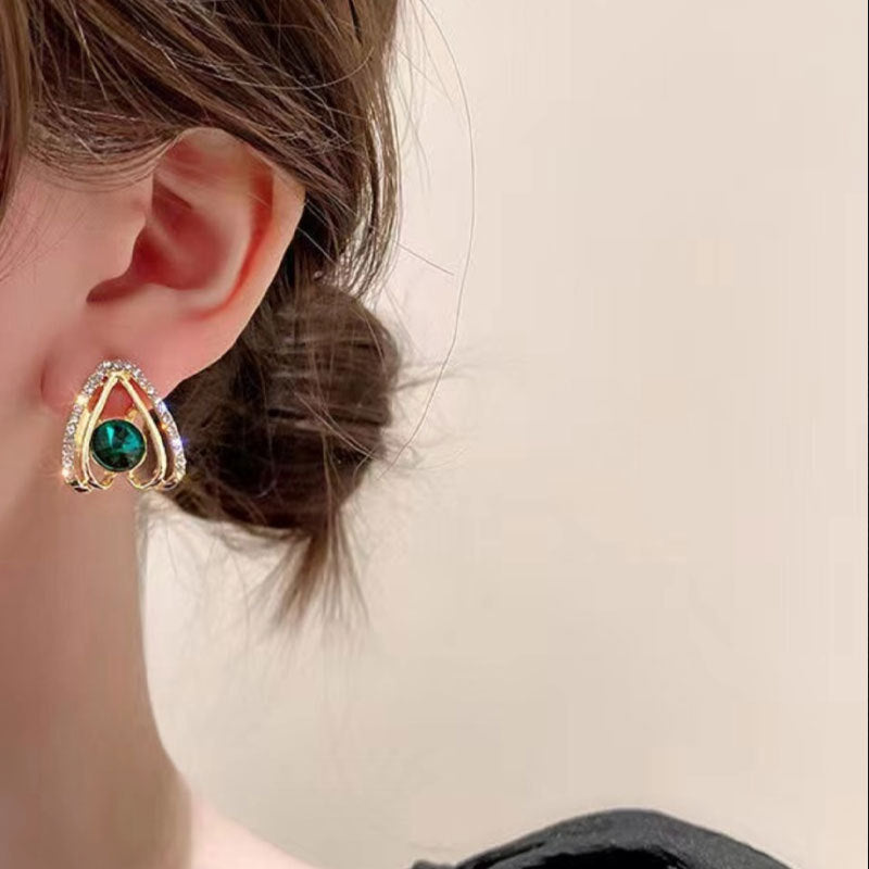 Green Crystal Diamond Earrings