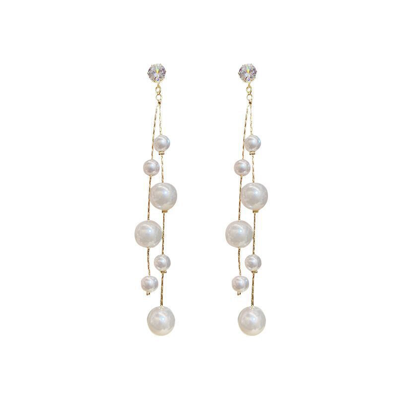 Pearl Long Tassel Earrings