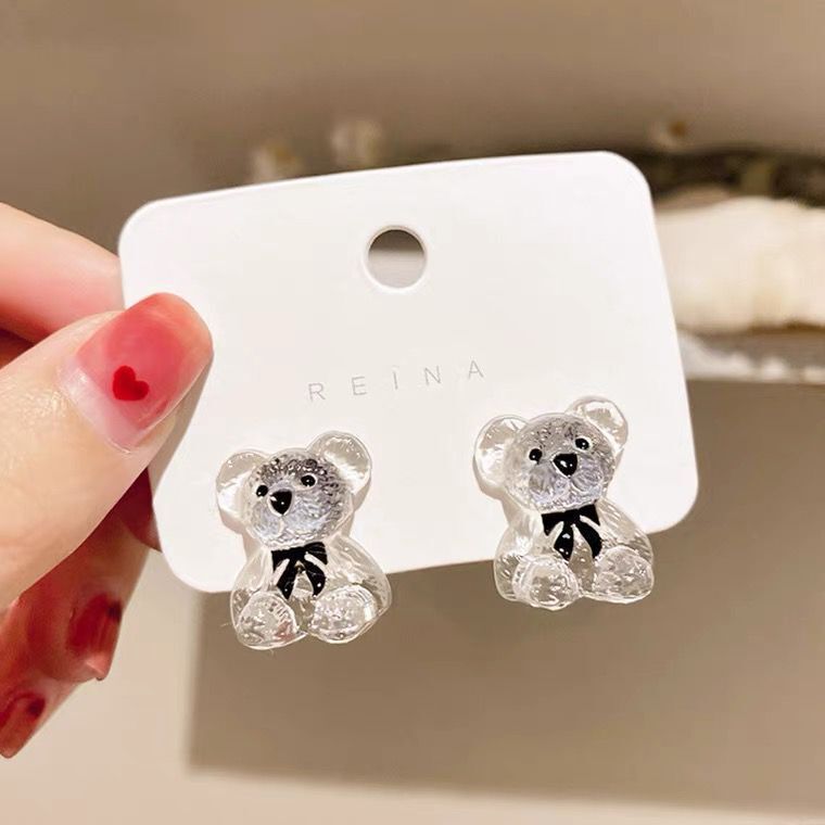 Transparent Bear Stud Earrings