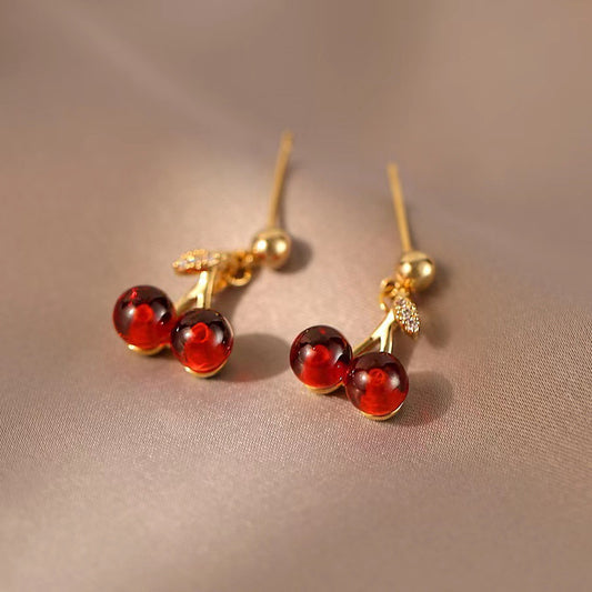 Red Cherry Dangling Earrings