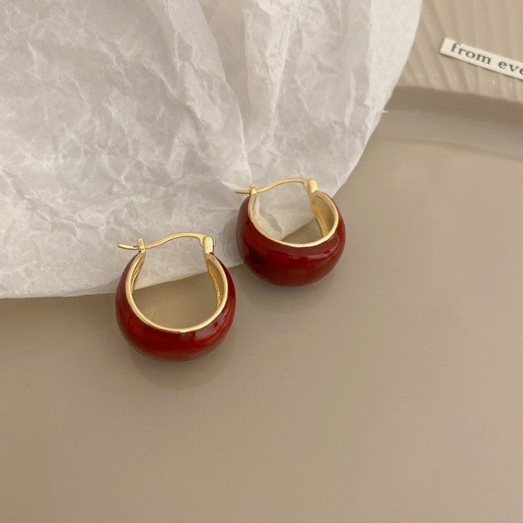 Red Dripping Oil Earrings