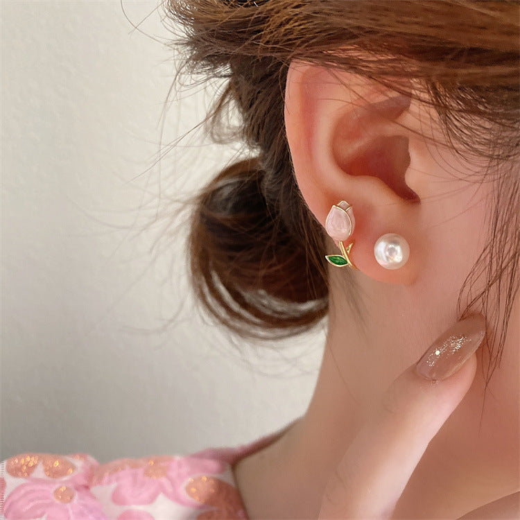 Pink Flower Earrings