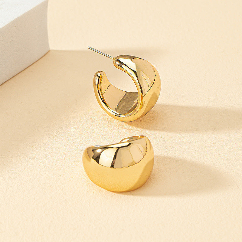 Gold Oval Teardrop Studs