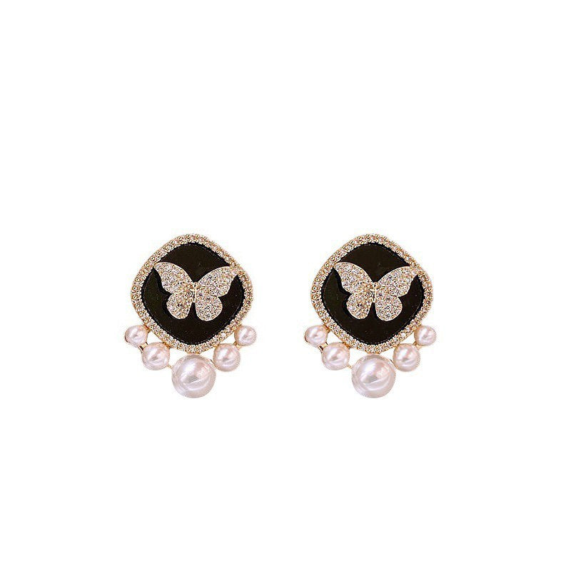 Black Square Butterfly Earrings