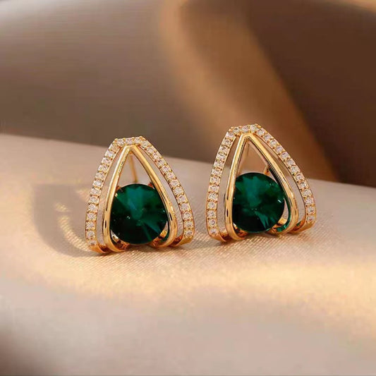 Green Crystal Diamond Earrings