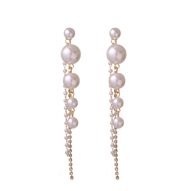 Long Pearl Dangle Earrings