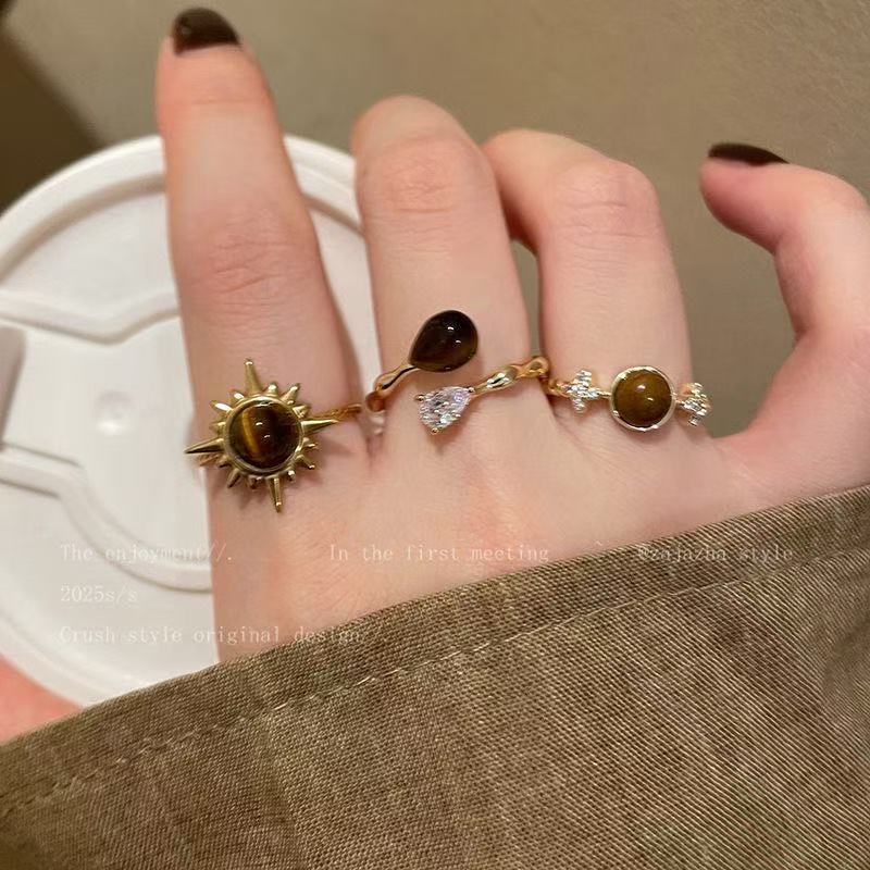 Golden Sunflower Tiger Eye Ring