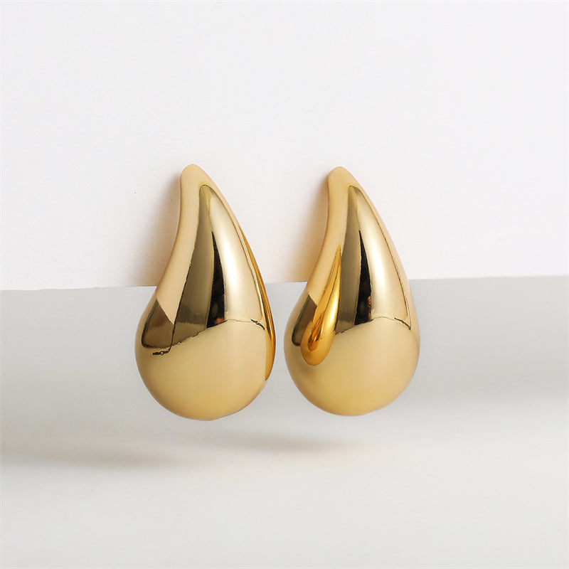 Gold Oval Teardrop Studs