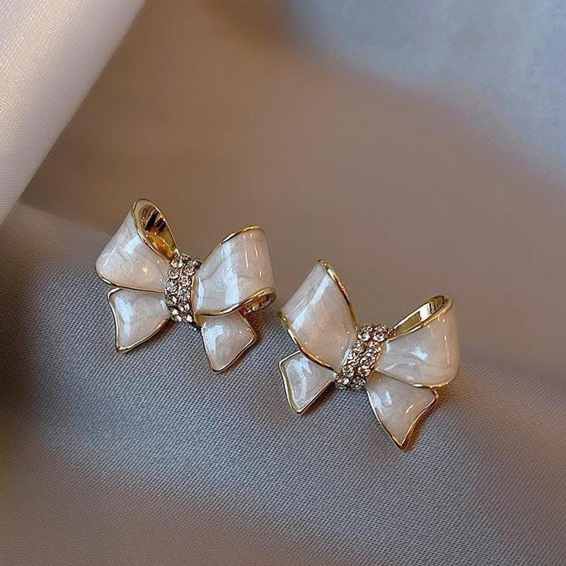 White Bow Knot Earrings