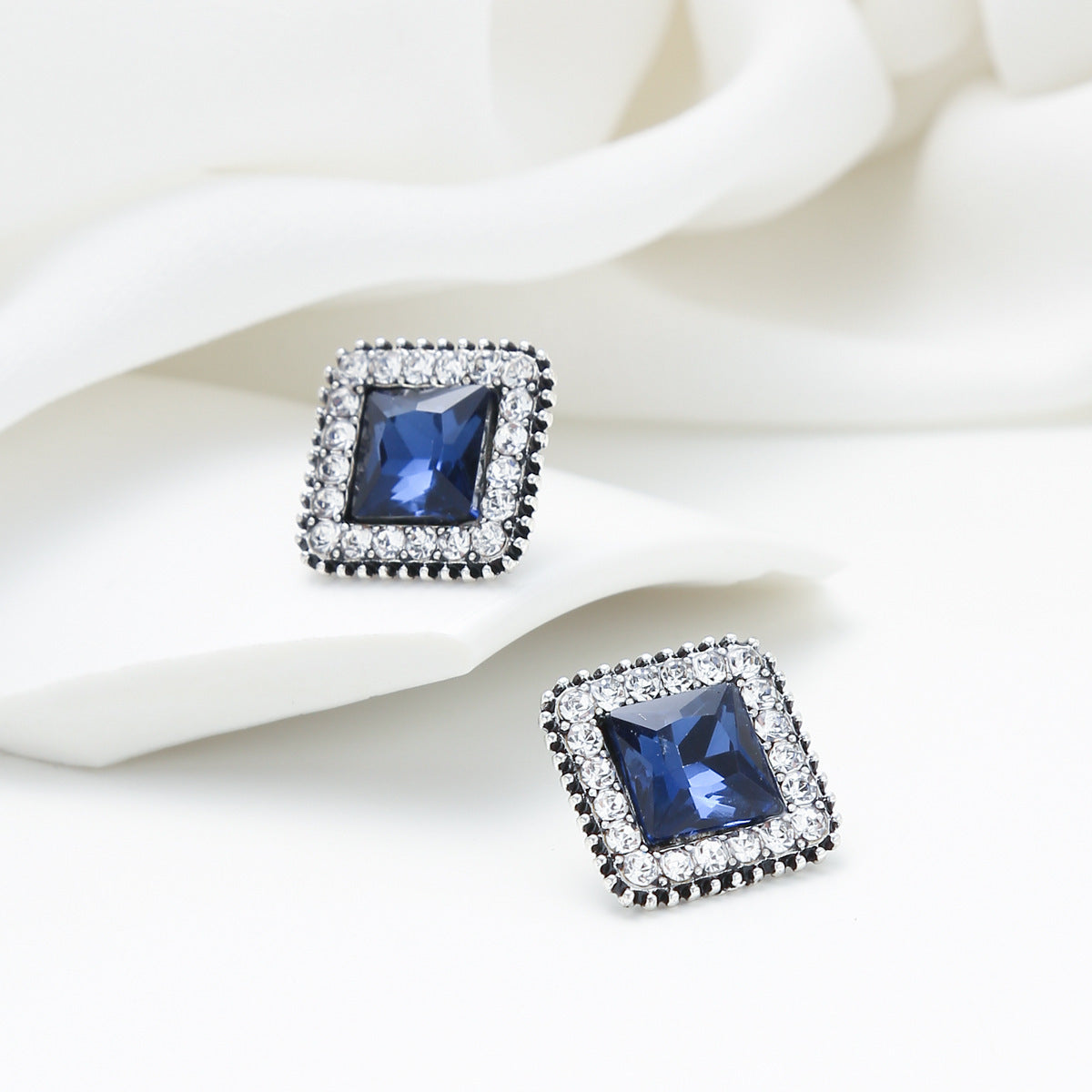 Blue Diamond Crystal Earrings