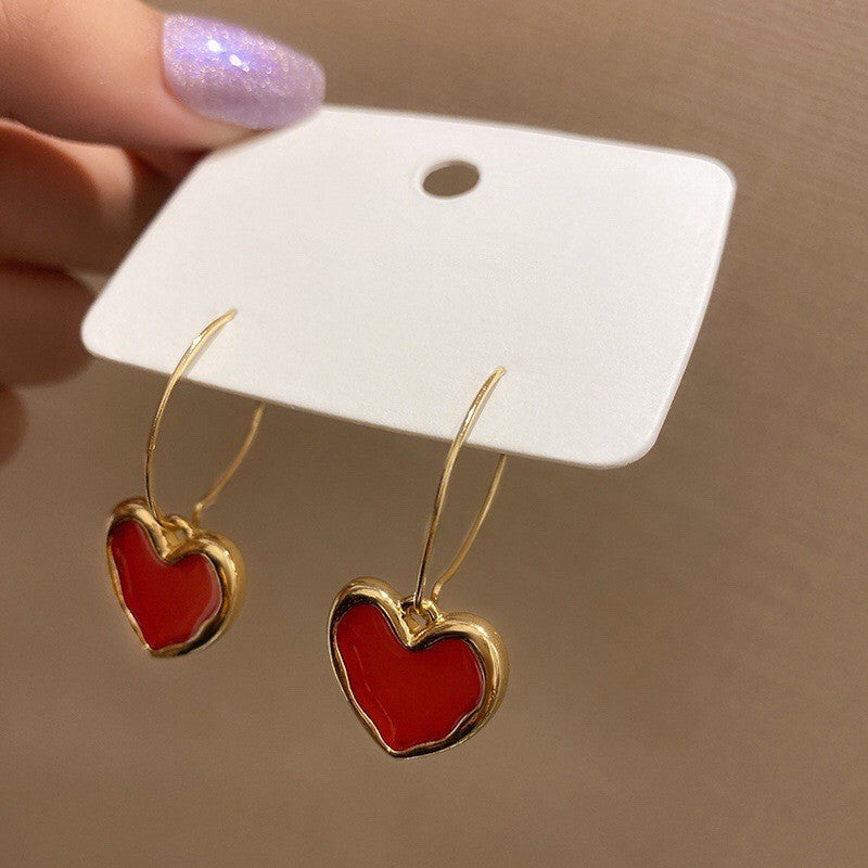 Cute Red Heart Earrings