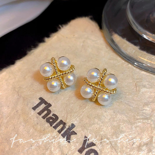 French Cross Pearl Earrings