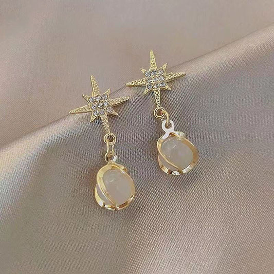 Emerald Turquoise Stone Earrings