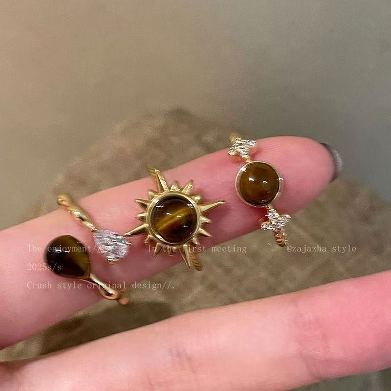 Golden Sunflower Tiger Eye Ring