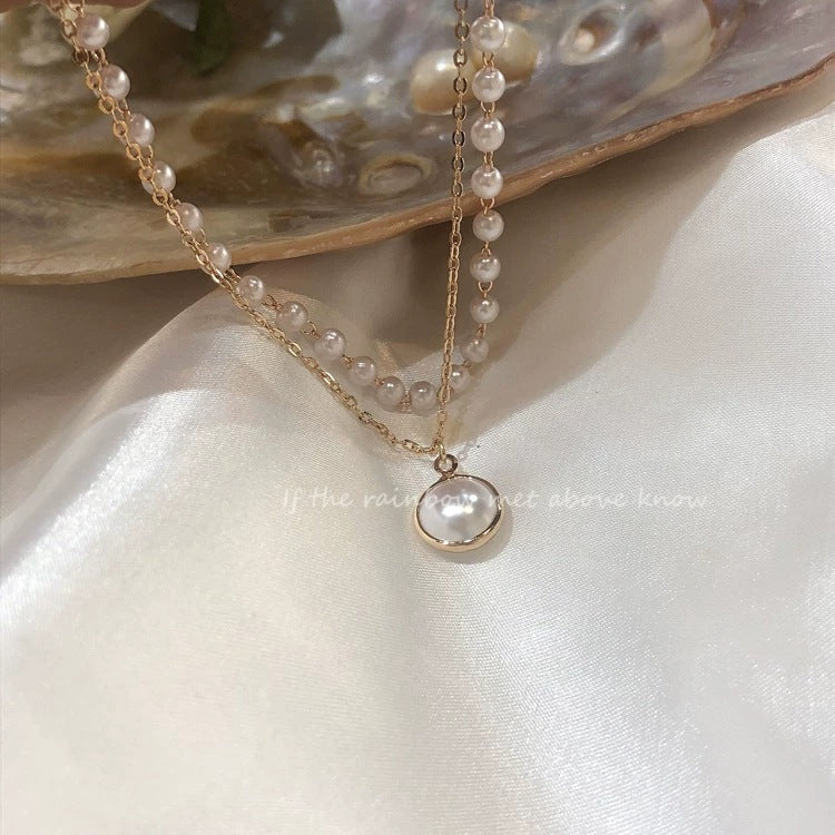 Double Pearl Chain Necklace