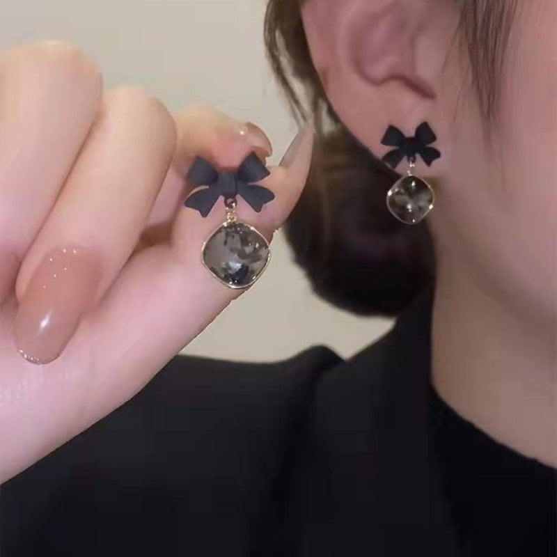 Black Bowknot Drop Earrings
