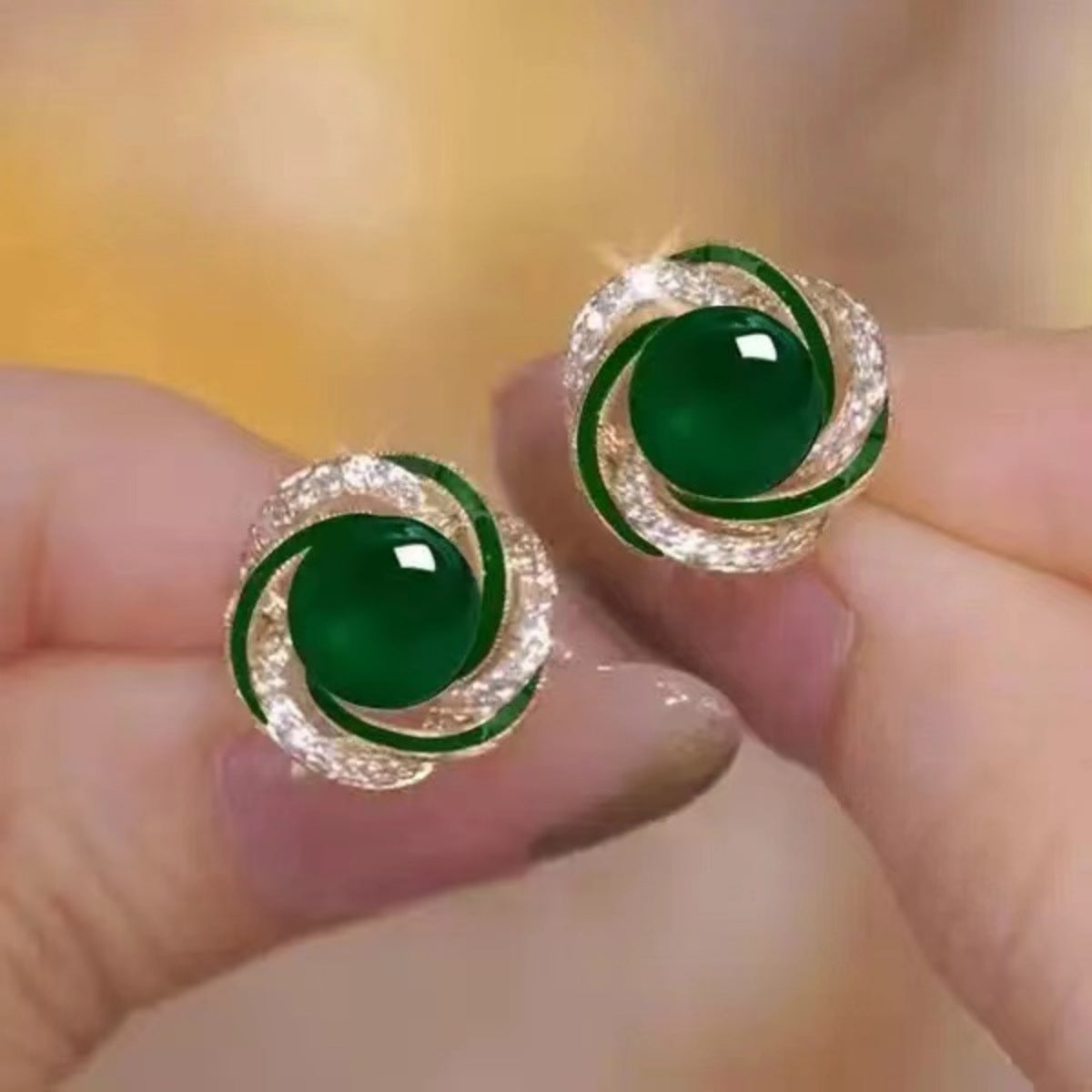 French Pearl Earrings (green)