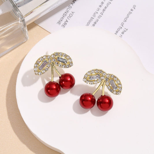 Red Petite Cherry Stud Earrings