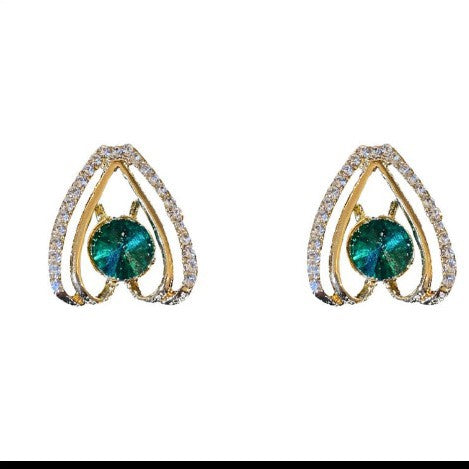 Green Crystal Diamond Earrings