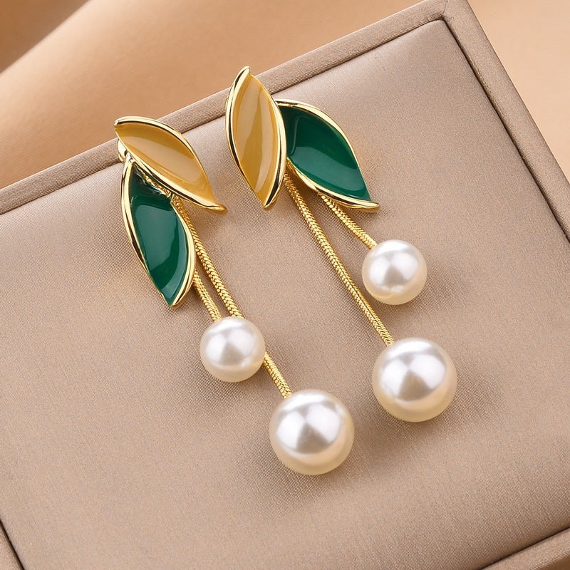 Leaf Tassel Earrings