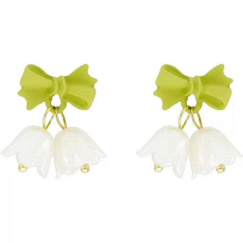 White Green Bell Earrings