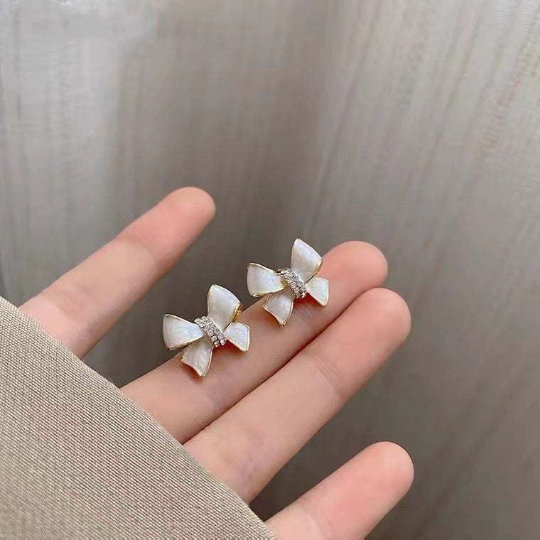 White Bow Knot Earrings