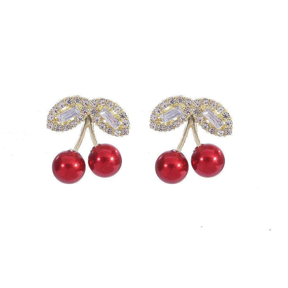 Red Petite Cherry Stud Earrings