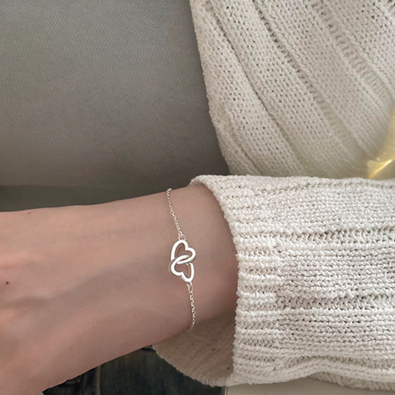 Double Heart Bangle Bracelet
