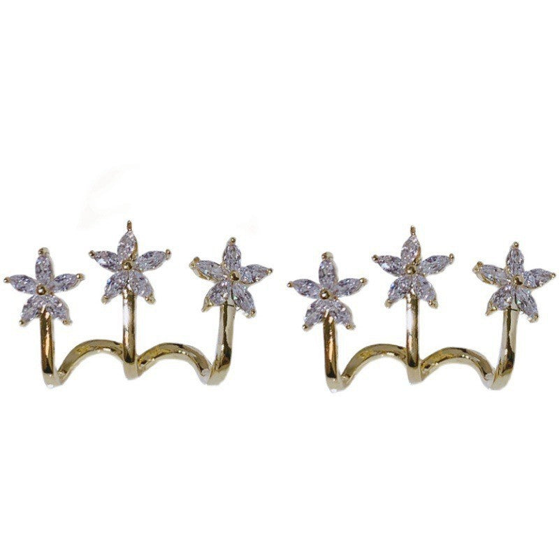 Shiny Five-Pointed Star Flower Earrings