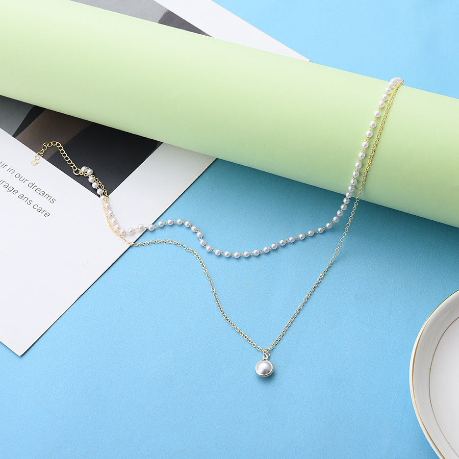 Double Pearl Chain Necklace