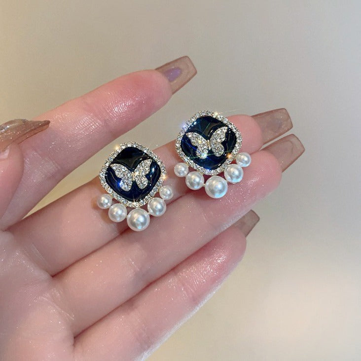 Black Square Butterfly Earrings